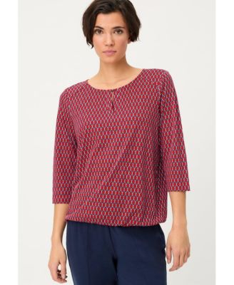 Women's Geo Print Split Neck T-Shirt