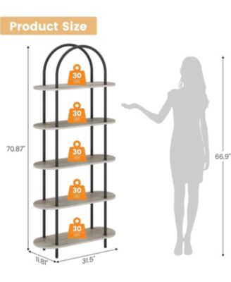 2-Pack 71" Arched Bookshelf, 5-Tier Open Bookcase/Plant Stand, Freestanding Metal Frame Display Rack