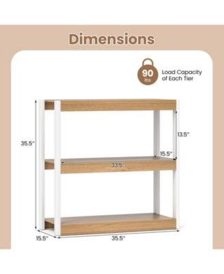 3 Tier Bookshelf Wooden Bookcase with Dual Anti-Tipping Kits