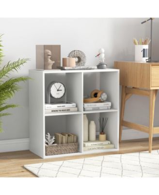 4 Cube Bookshelf with Back Guardrail for Living Room Bedroom
