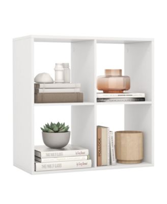 4 Cube Bookshelf with Back Guardrail for Living Room Bedroom