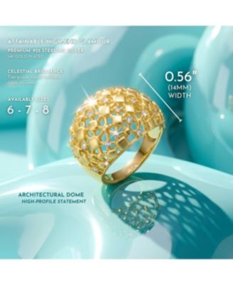 Chic 14K Gold Plated Cubic Zirconia Dome Statement Ring