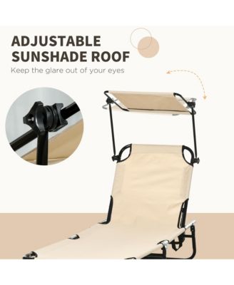 2-piece Chaise Lounge w/ Adjustable Backrest and Sunshade,
