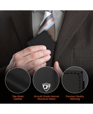 Men's Card Blocr Pop Up Wallet for Men - Slim Metal RFID Blocking Card Holder (4-6 Cards Ejector) - Minimalist Wallet with Internal Cash + ID