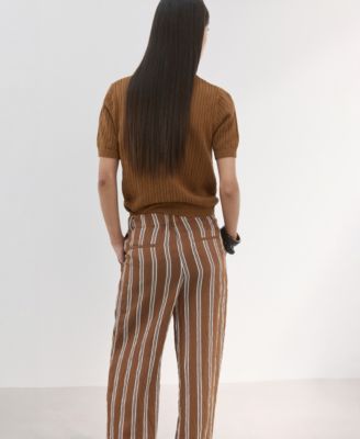 Women's Openwork Knitted Polo-Neck Sweater