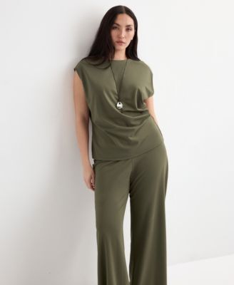 Women's Elastic Waist Straight-Fit Pants