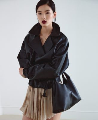 Women's Stitching Detail Leather Shoulder Bag