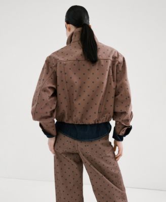 Women's Polka-Dot Denim Bomber Jacket