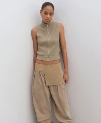 Women's Zip Ribbed Knitted Top