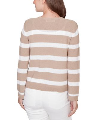 Petite Striped Tie-Front Cardigan Sweater