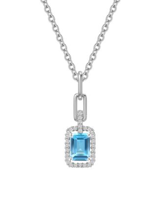 Lab Grown Emerald (3/4 ct. t.w.) & Lab Grown White Sapphire (1/5 ct. t.w.) Necklace in 14k Gold Over Sterling Silver (Also Available in Multi-Stones)