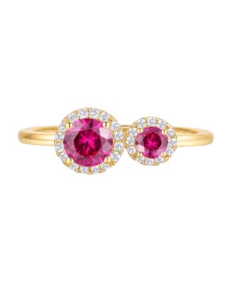 Lab Grown Opal (1/4 ct. t.w.) & Lab Grown White Sapphire (1/6 ct. t.w.) Ring in 14k Gold Over Sterling Silver (Also Available in Multi-Stones)