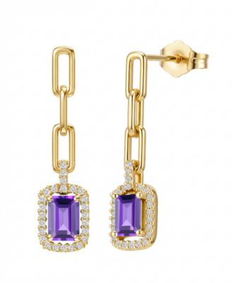 Lab Grown Ruby (1-1/3 ct. t.w.) & Lab Grown White Sapphire (1/4 ct. t.w.) Drop Earrings in 14k Gold Over Sterling Silver (Also Available in Multi-Stones)