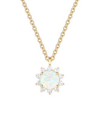 Citrine (3/4 ct. t.w.) & Lab Grown White Sapphire (1/4 ct. t.w.) Necklace in 14k Gold Over Sterling Silver (Also Available in Multi-Stones)