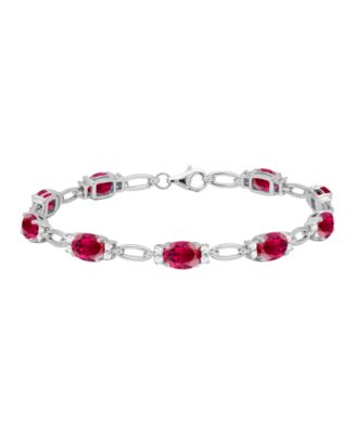 Lab Grown Ruby (8-3/4 ct. t.w.) & Lab Grown White Sapphire (3/4 ct. t.w.) Bracelet in Sterling Silver (Also Available in Multi-Stones)