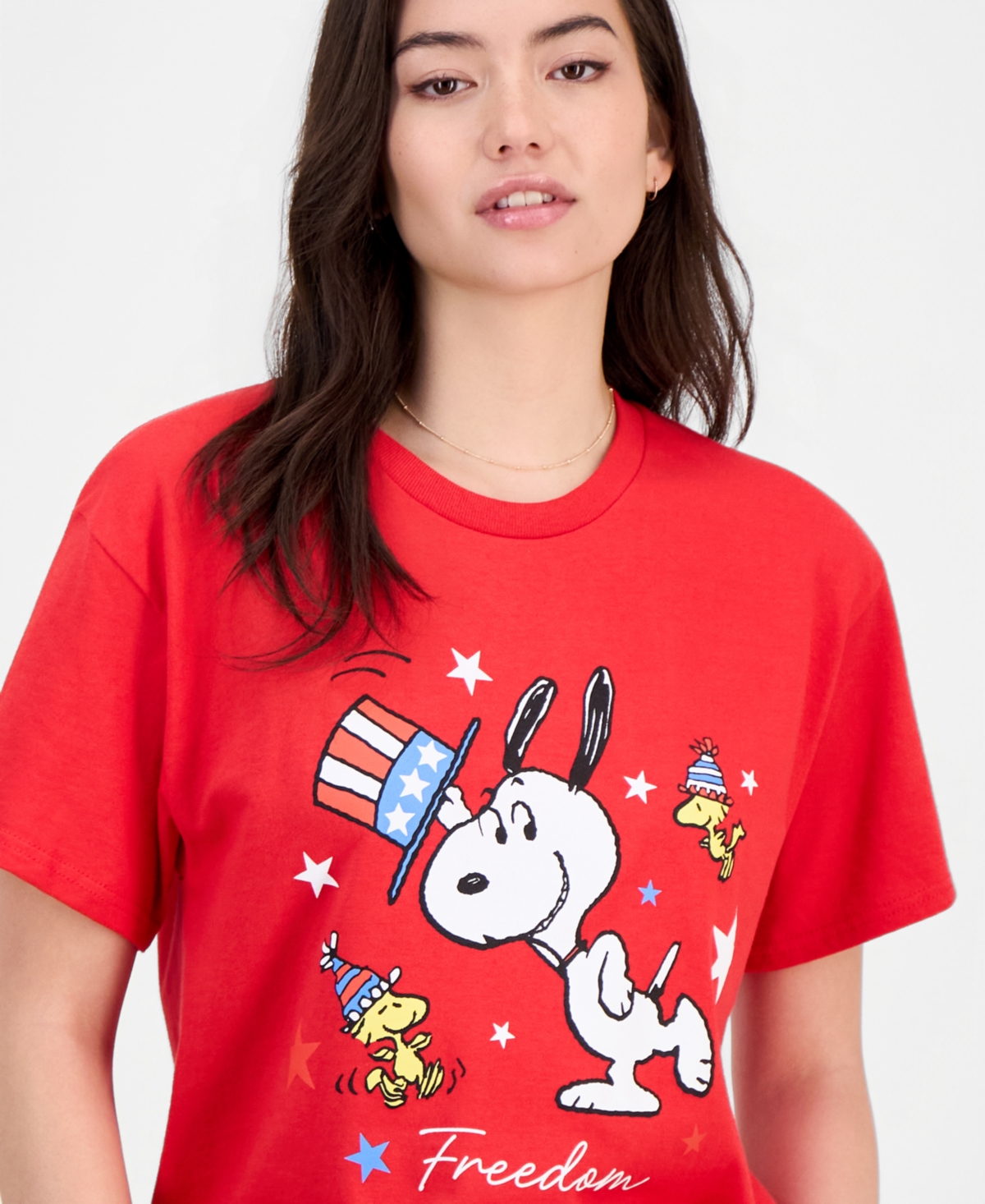 Peanuts Juniors' Snoopy Freedom Cotton Short-Sleeve T-Shirt