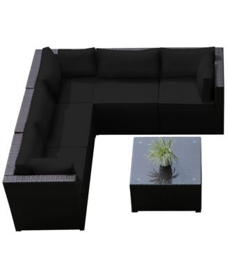 6PCS Rattan Patio Sectional Sofa Conversation Set Outdoor w/ Cushions