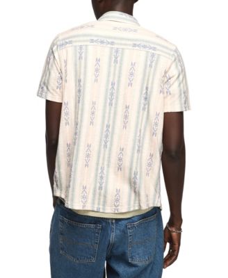 Men's Short-Sleeve Striped Linen Knit Shirt