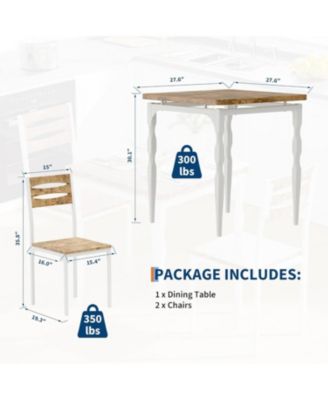 3-Piece Farmhouse Dining Table Set, Table and Chairs for 2, Kitchen & Apartment Dining Furniture