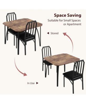 5-Piece Dining Table Set for 4, Chamfer Design, Cushioned Chairs, Small Space Kitchen Table, Apartment Ready