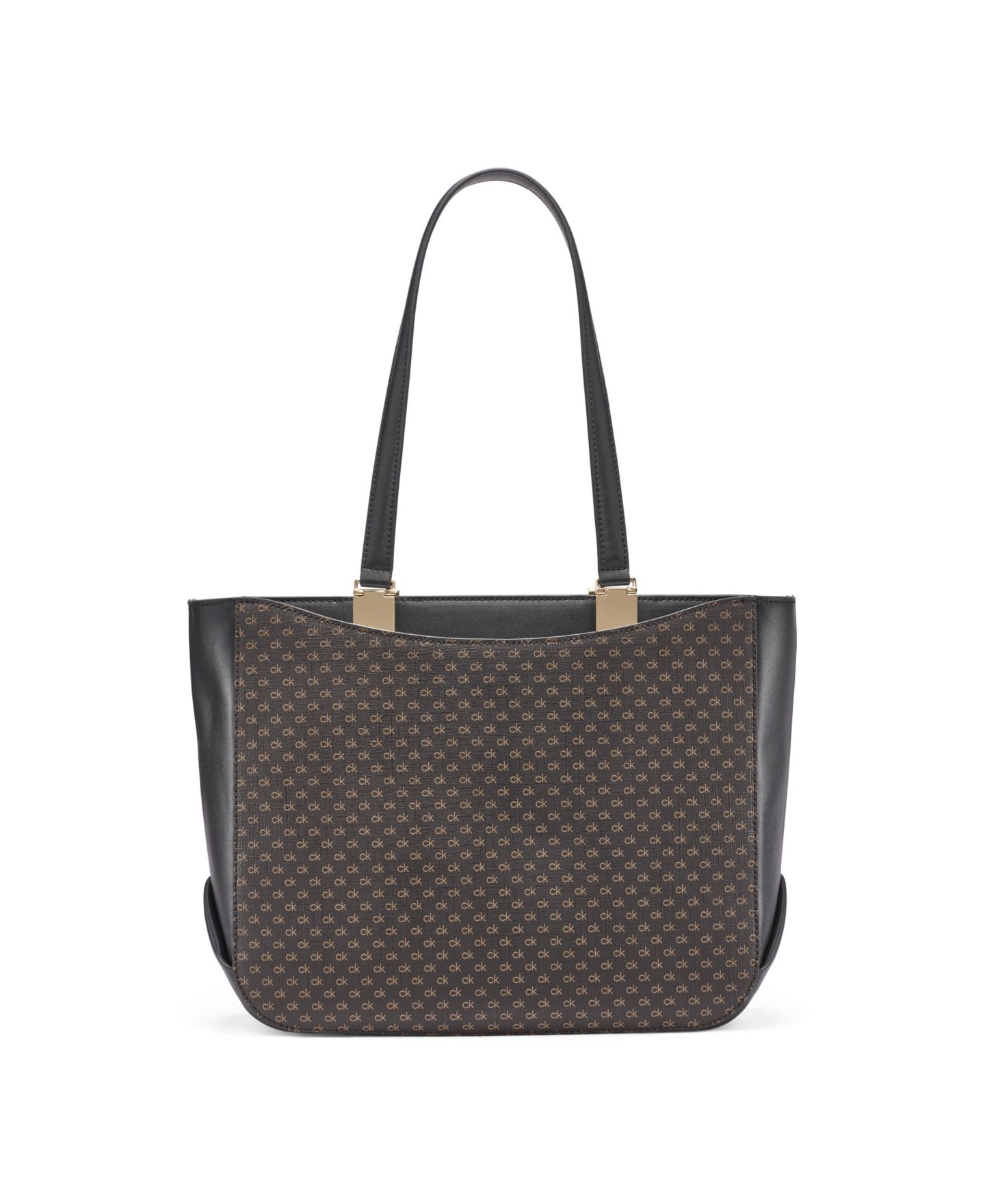 Женская сумка Calvin Klein Akari Large Signature Tote Handbag, цвет: Коричневый хаки / Чёрный — фото 2