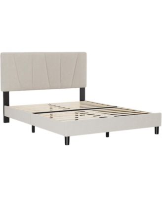 Full Bed Frame with Headboard, Strong Wood Slats, No Box Spring Needed, Easy Assembly