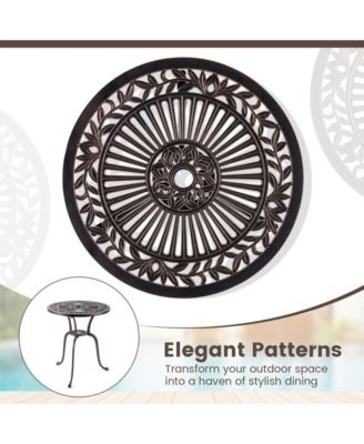 24" Round Cast Aluminum Patio Bistro Table with 2" Umbrella Hole