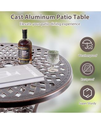 31" Round Cast Aluminum Patio Table with 2" Umbrella Hole