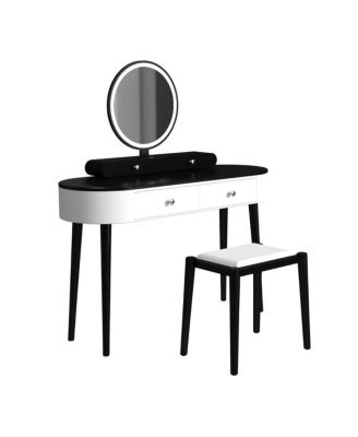Vanity Table Set with LED Mirror and Storage Drawers