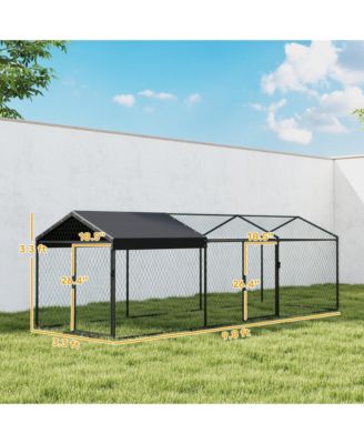 Large Metal Chicken Coop, Chicken Run with Waterproof and Anti-UV Cover