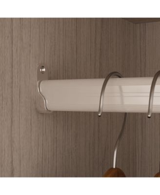 Wardrobe Closet with 2 Glass Doors and 2 Drawers, Wardrobe Closet Armoire with Hanging Rod