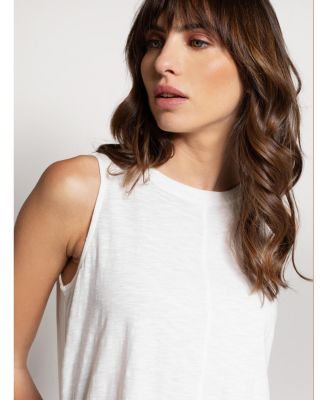 Women's Crew Neck Pleat Back Tank Top