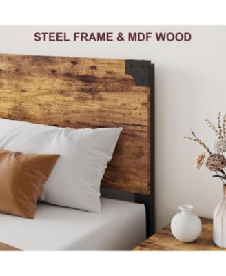 Platform Bed Frame with Wooden Headboard, Under-Bed Storage, Metal Legs, Noise-Free, No Box Spring, Easy Assembly
