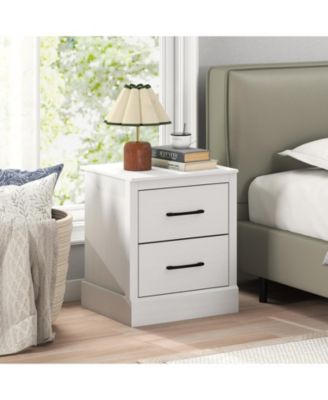 Compact Wooden Floor Nightstand with Storage Drawers