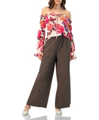 Women's Off-Shoulder Long Sleeve Printed Blouse