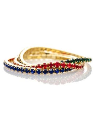18K Gold Plated Multi-Color CZ Stretch Bracelet