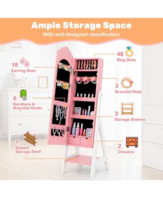 Two Piece Kids Vanity and Jewelry Armoire with Full Mirror