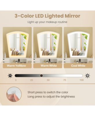 Vanity Desk Set with Adjustable LED Lighted Mirror