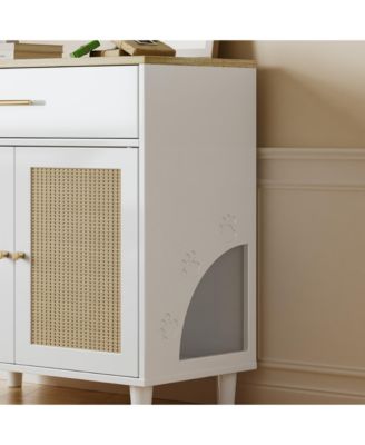 Wooden Pet House Sideboard, Farmhouse Buffet Cabinet with Storage,  White