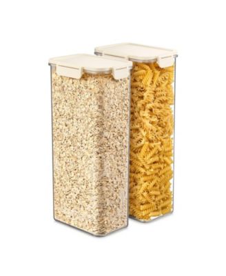 2 Pack Airtight Food Storage Container – Clear Stackable Canister for Pantry, Rice, Pasta, Cereal and Snacks