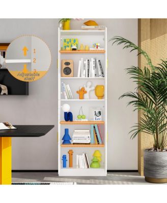 Modern Wooden Accent Bookcase, Sideboard, with Adjustable Shelves