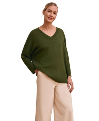 Women's Slouchy V-Neck Pure Wool Jumper
