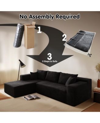 104" No Assembly Required Cloud Sectional Sofa, L-Shape Couch Chaise Lounge with Deep Seat and Wide Armrest for Living Room Bedroom