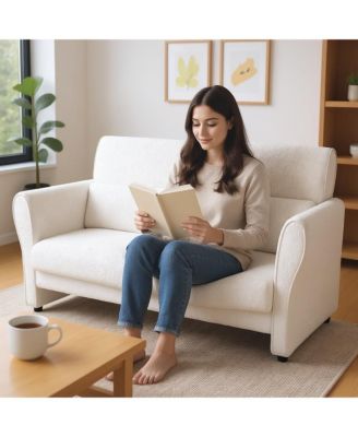 Couches for Living Room, 57" Loveseat Sofa, Modern Boucle Small Couch with High Backrest and Removable Lumbar Pillows, Easy Assembly