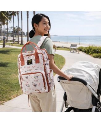 Wide Open Frame Diaper Bag Backpack with Insulated Bottle Pockets