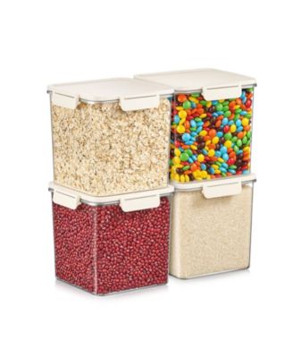 4 Pack Airtight Food Storage Container – Clear Stackable Canister for Pantry, Rice, Pasta, Cereal and Snacks