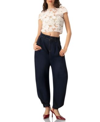 Women's See-Through Embroidered Top