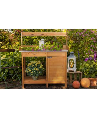 Outdoor Garden Potting Bench Table with Storage Shelf