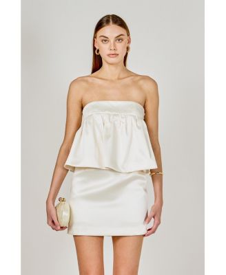 Women's Strapless Satin Mini Dress