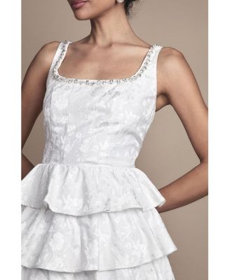 Women's Ruffle Hem Mini Wedding Dress